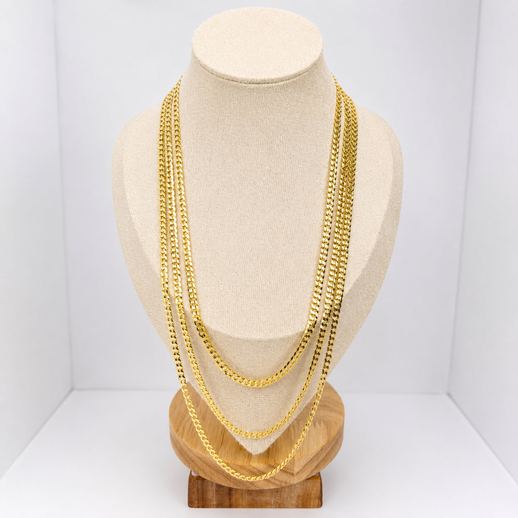 CADENA TEJIDO CORTE DE BRILLO  ITALY 18K