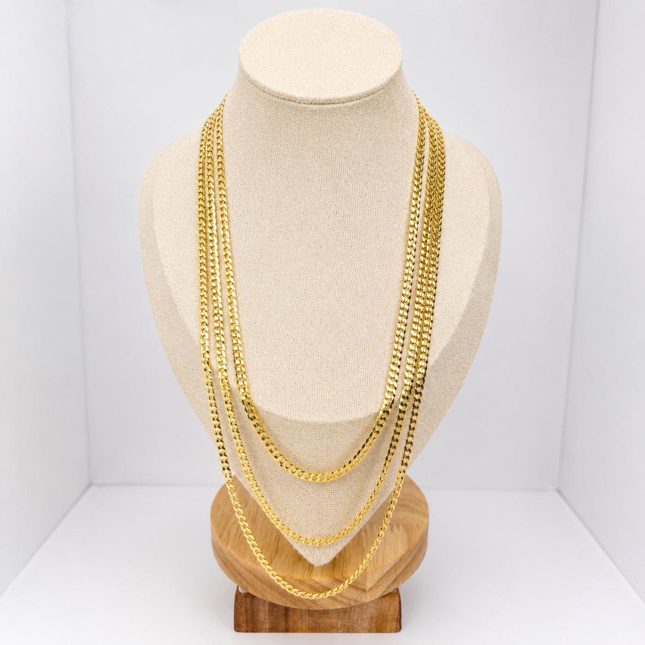 CADENA TEJIDO CORTE DE BRILLO  ITALY 18K