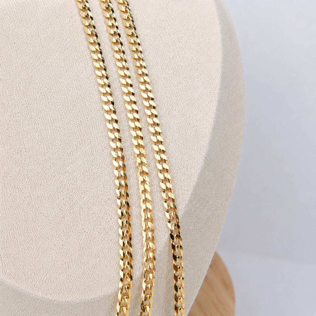 CADENA TEJIDO CORTE DE BRILLO  ITALY 18K