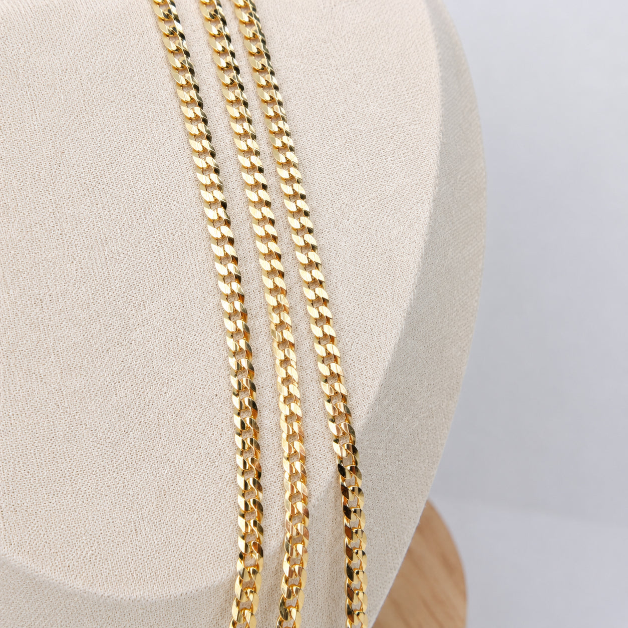 CADENA TEJIDO CORTE DE BRILLO  ITALY 18K